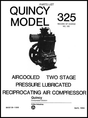 Quincy model 325 air compressor parts manual for sale