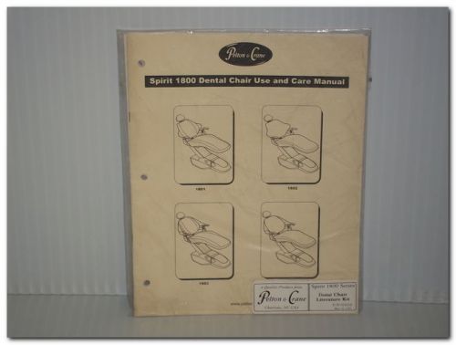 Pelton &amp; crane spirit 1800 1801 1802 1803 1804 dental chair original care manual for sale