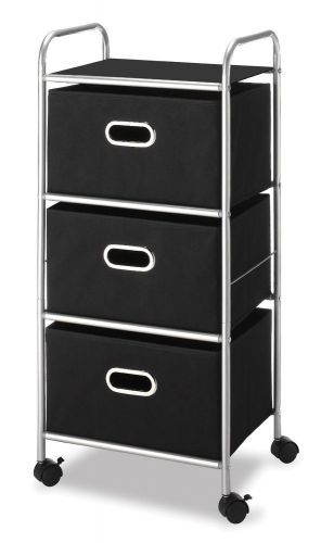 Three Drawer Cart Black Polypropylene Drawers For Home, Office, Dorm With Wheels