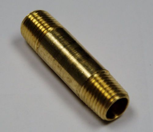 Brass fittings: brass pipe nipple, pipe size 1/4&#034;, length 2&#034;, qty. 25 for sale