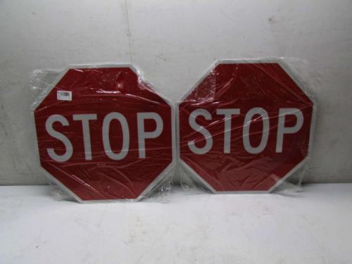 Lot of 2 Metal Aluminum Stop Signs Red White 24in x 24in 6DUW7