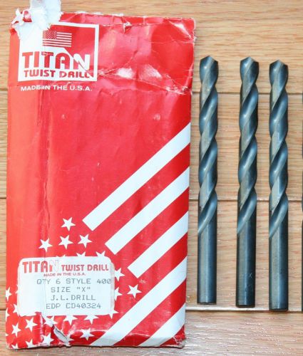 Lot 3 new titan twist drill bit size &#034;x&#034; x .397 in. 10.08 mm ~ 13/32&#034; usa! &lt;$7! for sale