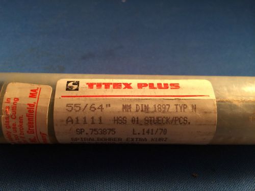New Titex Plus 55/64&#034; Screw Machine Drill HSS 118 Degree STD. Point