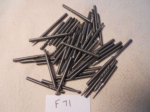 50 NEW 3 MM SHANK CARBIDE BURRS. GREAT VARIETY OF SHAPES. METRIC. USA MADE  F71