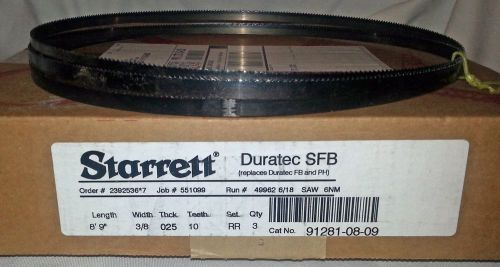 Starret duratec sfb 8&#039; 9&#034; x 3/8&#034; x .025 10 teeth flexback bandsaw blade * new for sale