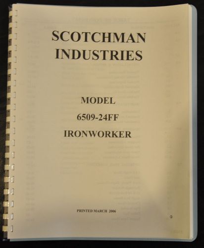 Scotchman 6509-24M Ironworker Operators Manual &amp; Parts