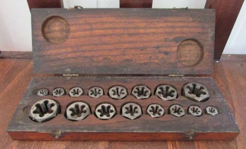 Vintage greenfield tap and die set die&#039;s only wooden box original label complete for sale