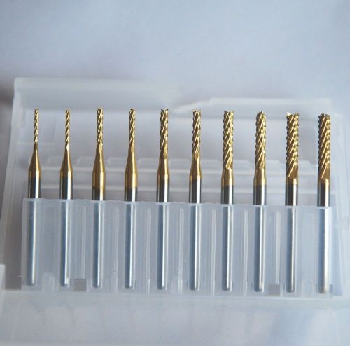 10PCS Coated with Titanium Carbide End Mill Engraving Bits for CNC/PCB 1.0-3.0mm