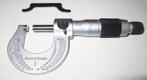 Brown &amp; sharpe 0-1&#034; no.1 outside micrometer .0001&#034; + wrench excellent! for sale