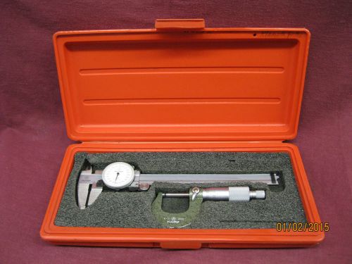 Mitutoyo No. 103-260 0-1&#034; .0001&#034; Outside Micrometer and Dial caliper 505-626