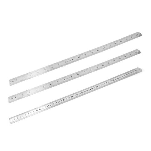 3 Pcs Double Sides Stainless Steel Metric 50cm 20&#034; Scale Straight Rulers