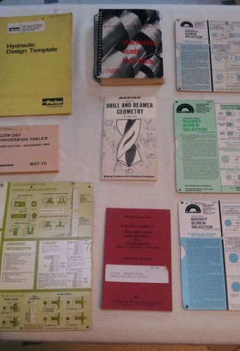 Boeing machinist tool:  misc machinist books, literature, charts, others for sale