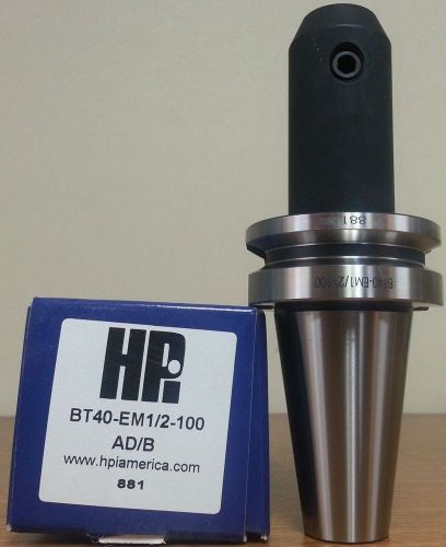 HPI Pioneer BT40 1/2&#034; End Mill Holder 3.94&#034; Coolant Thru DIN AD/B **NEW**