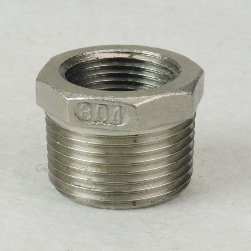 Hex bushing 304 stainless steel 1 x 3/4 npt pipe male-female thread reducer for sale
