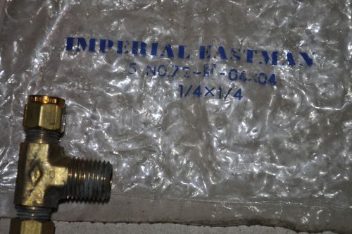 (5) 1/4&#034; t tube connector, (new) by imper.solid brass from bulk box nos lot of 5 for sale