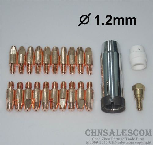23 PCS MB 24KD MIG/MAG Welding Torch Contact TIP 1.2X28mm Gas Nozzle 145.0080
