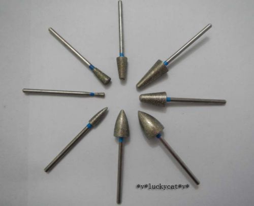 8 x dental lab assorted diamond burs millers tooth drill jewelers 2.35mm for sale