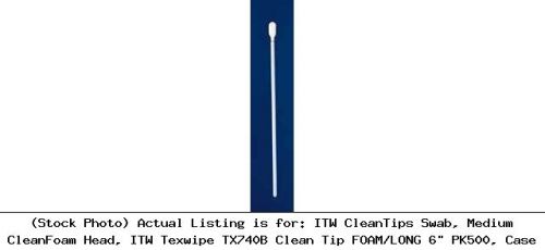 ITW CleanTips Swab, Medium CleanFoam Head, ITW Texwipe TX740B Clean Tip FOAM
