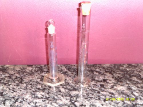 Vintage test tube cylinders (2) exax and unknown pyrex?  u.s.a. made for sale