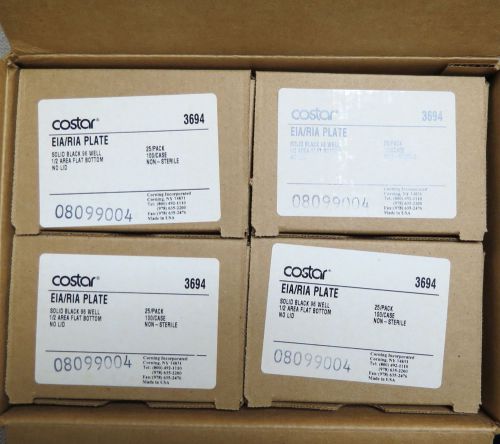 New case corning costar black 96 well eia/ria plates # 3694 qty 100 for sale