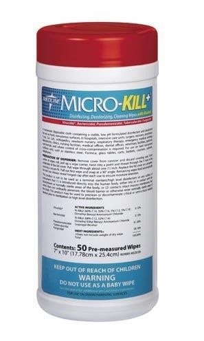 Medline micro-kill+ wipes / compare to pdi sani-cloth - 50 wipes size 7&#034;x10&#034; for sale