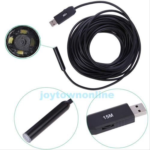 15M 4 LED USB 2M Waterproof Borescope Endoscope Inspection Snake Tube Camera #JT
