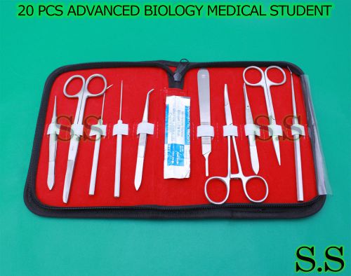 SET OF 20 PCS BIOLOGY LAB ANATOMY MEDICAL STUDENT KIT+ SCALPEL BLADES #15