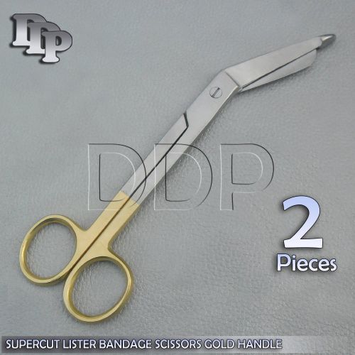 2 HIGH GRADE SUPERCUT LISTER BANDAGE SCISSORS 7.25&#034; WITH ONE SERRATED BLADE