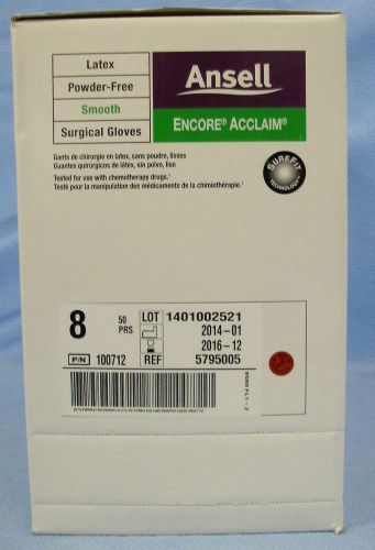 1 Box of 50pr/pk  Ansell Encore Acclaim Latex Surgical Gloves #5795005