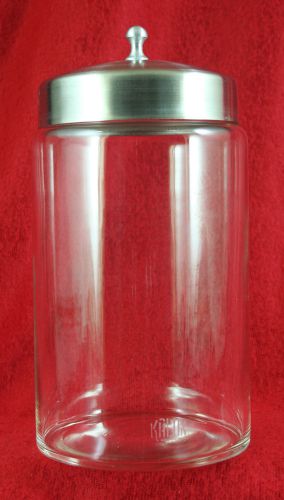 Vintage protex kalon glass medical dressing jar w stainless steel lid made in us for sale