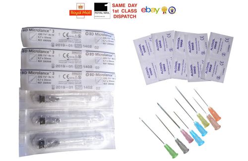 10 15 20 25 30 40 50 bd needles + swabs 22g 0.7x30 black ink fast shipp cheapest for sale