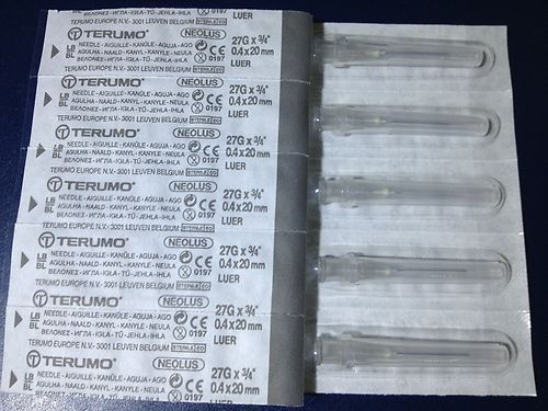 100x 27G (0.4mm) Silver 0.75 Inch (20mm) Hypodermic Needles Not With Syringe