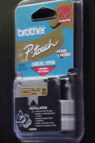BROTHER P-TOUCH M TAPE GOLD 9mm 3/8&#034; M821 - NEW SEALED