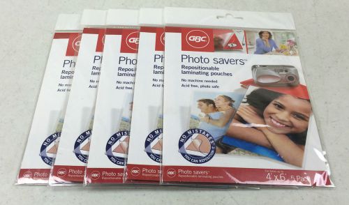 25 new gbc photo savers repositionable laminating pouches 4&#034; x 6&#034; 5 packs of 5 for sale