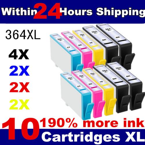 10 chipped ink cartridges for hp 364 xl photosmart printer 4 black xl 2 c 2 m 2y for sale