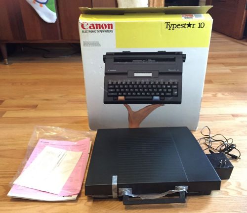 VINTAGE CANON TYPESTAR 10 ELECTRONIC TYPEWRITER W/ BOX CASE ORIGINAL PAPERWORK