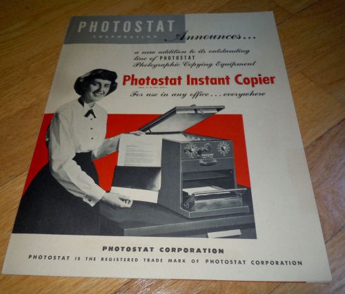 1950&#039;s PHOTOSTAT CORPORATION Brochure PHOTOSTAT INSTANT COPIER