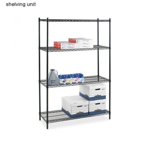 4 piece shelving unit black industrial wire steel storage pantry garage sturdy for sale