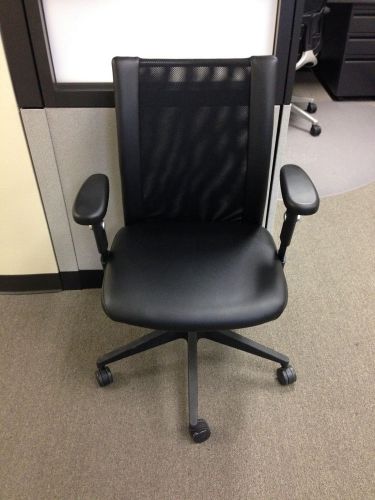 (80) KIMBALL NATIONAL TASK OFFICE CHAIRS NEW IN BOX-BLACK LEATHER MESH BACK!