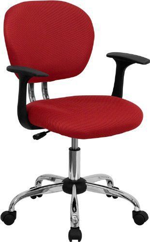 Tmarketshop red chair seat flash furniture mesh computer office task chrome base for sale