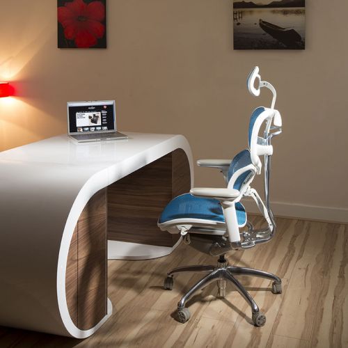 Ergomomic luxury blue mesh office back support butterfly exec chair for sale