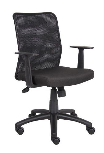 B6106 BOSS BLACK BUDGET MESH OFFICE/COMPUTER TASK CHAIR WITH T-ARMS