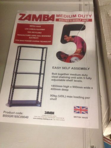 New zamba warehouse grey storage shelving unit medium duty 5 shelves bolted c153 for sale
