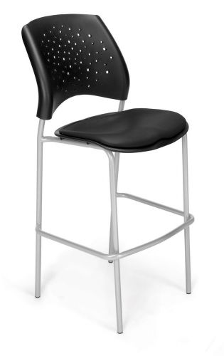 OFM Stars and Moon Cafe Height Chair Chrome Vinyl Black