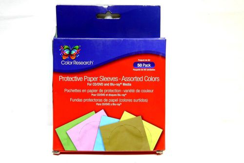 New Color Research Protective Paper Sleeves - 50 Pack, Assorted Colors, CD DVD