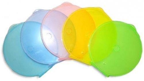 200-Pak ROUND-SHAPED =COLOR CLAMS= CD/DVD Cases! 5 Colors!