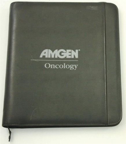 Amgen Oncology Black Vinyl Zippered Note Book Drug Rep Business