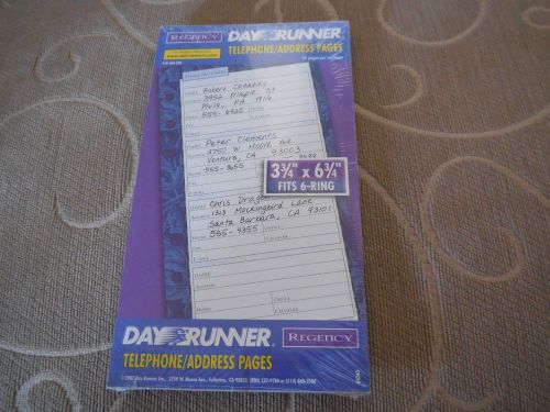 DAY RUNNER &#034;Regency&#034; Telephone/Address Pages-3-3/4&#034; x 6-3/4&#034;-6 Ring-30 Pages