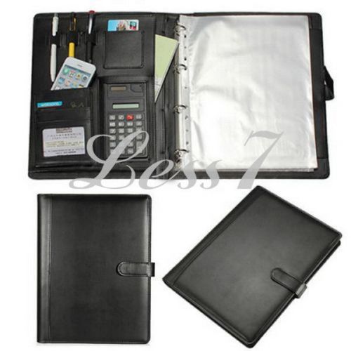 PU Leather Executive Business A4 Conference Folder With Calculator Multifunction