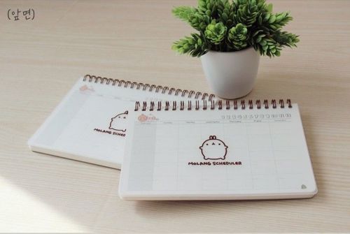 MOLANG Lovely Cute rabbit Bunny Oak Undated Perpetual planner Scheduler